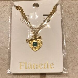 Gold and Green Heart Pendant Necklace